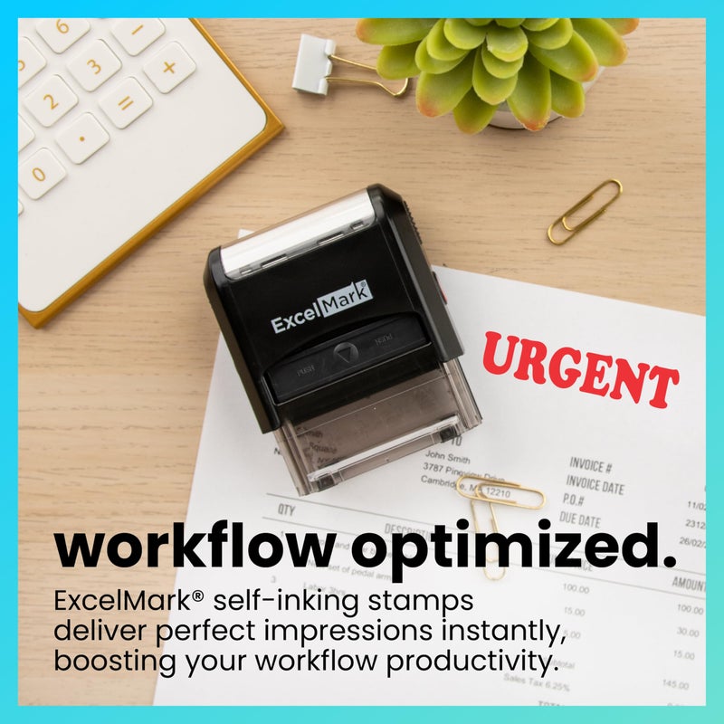 ExcelMark Urgent Self Inking Rubber Stamp - Red Ink - Image 3